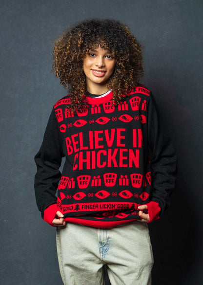 Believe in Chicken Christmas Jumper